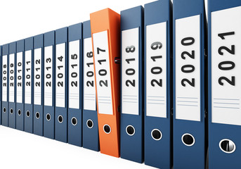 office folders new year 2017 on a white background on background. 3d Illustrations