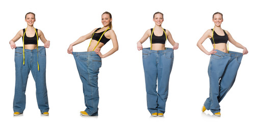 Composite photo of woman in dieting concept