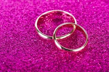 Wedding rings in romantic concept