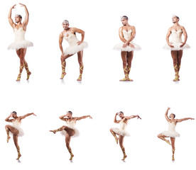 Fototapeta premium Man in ballet tutu isolated on white
