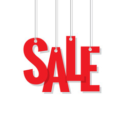 red sale hanging mobile heading design on white backdround for b