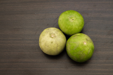 Lemon On Wooden / Freshness Of Three Lemon For Cooking On Wooden Background.