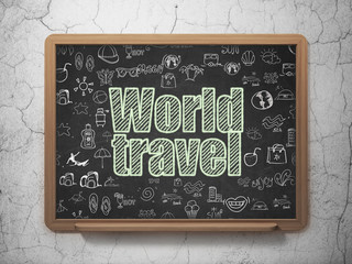 Vacation concept: World Travel on School board background