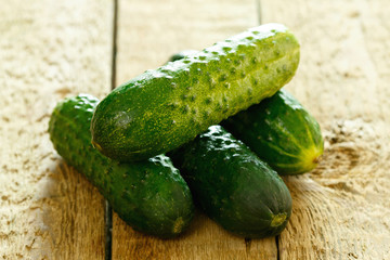 Fresh green cucumbers