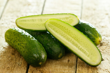 Fresh green cucumbers