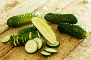 Fresh green cucumbers