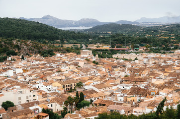 Aerial view of the Pollensa from the top of Calvary, Mallorca, Spain