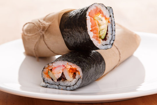 Sushi burrito - new trendy food concept