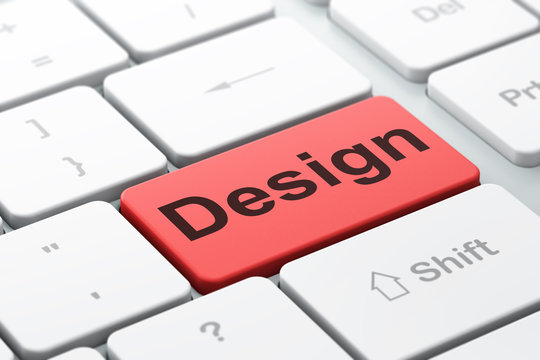 Marketing concept: Design on computer keyboard background