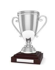 Silver cup on white background. 3D rendering.