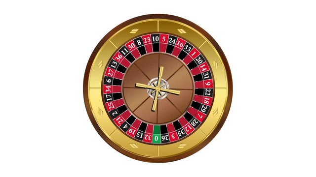 European style roulette wheel spinning on white background video

