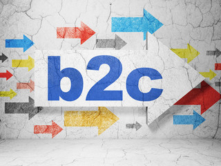 Business concept: arrow with B2c on grunge wall background