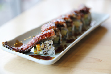 Japanese food sushi  eel roll maki