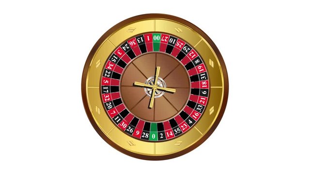 American style roulette wheel spinning loop on white background video
