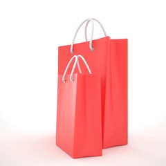 Paper Shopping Bags isolated on white background. 3d rendering.