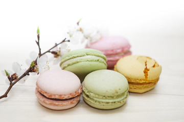 French macarons, decorated with flowers