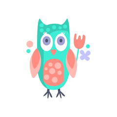 Owl With Party Attributes Girly Stylized Funky Sticker