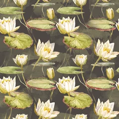  Watercolor lotus pattern © zenina