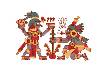 sketch drawing aztec cacao bean, leaves, nibs, pattern for choco