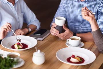 Pleasant colleagues having a lunch