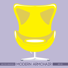 Yellow modern armchair over pink background. Digital vector image