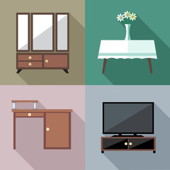 Furniture set, in outlines. Digital vector image