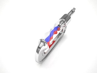 Russia's flag in clamp, crisis, sanction concept. 3d rendering.