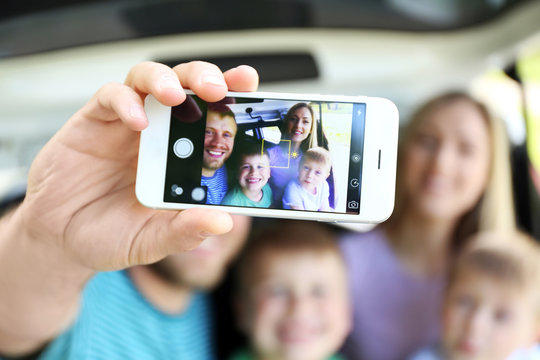 Beautiful family taking selfie