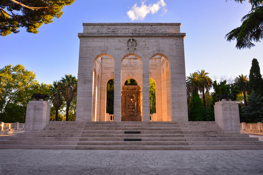 Rome (Italy) - The famous Janiculum hill and terrace, with emotional cityscape on the Italy capital. Here: The War Memorial