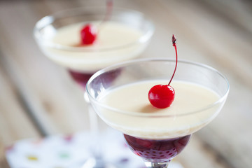 Panna cotta with cherry jelly