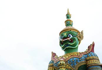 Fototapeta na wymiar Statue of the green Giant at Wat Arun. bangkok. thailand