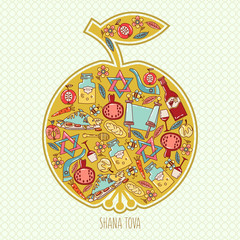 Jewish New Year greeting card in the form of an apple