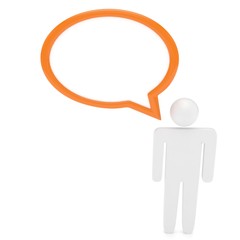 3d man with talk bubbles isolated over a white . 3d rendering.