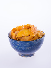 mango dry in bowl or dried mango slices.