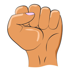 Fist raised up. Part of the body. Vector illustration. Isolated.