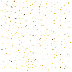 Gold background on a white background. Confetti and Golden circles