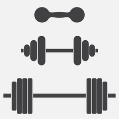 Dumbbells and barbells. Set for sports, weightlifting, bodybuild
