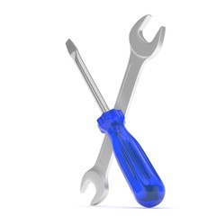 3D Illustration Wrench and screwdriver, service concept