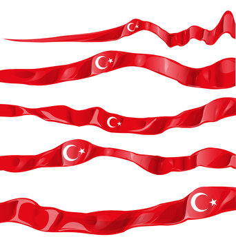 turkey flag collaction horizontal on white background