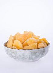 apple dry in bowl or dried apple slices.
