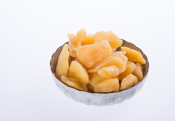 apple dry in bowl or dried apple slices.