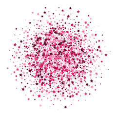 Colorful vector splash. Bright pink stars confetti.