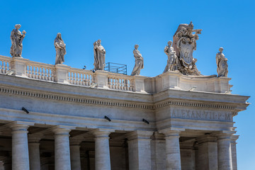 Fragment of colonnade of St. Peter's Basilica in Vatican City.