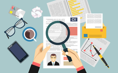 Job interview concept with business cv resume