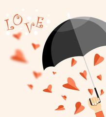 card with hearts and umbrella