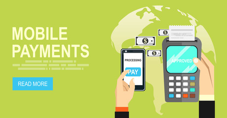 Mobile payments.Transaction and paypass and NFC. Vector illustration
