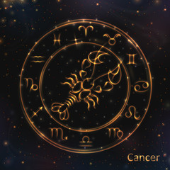 VECTOR eps 10. Glowing Cancer. Astrology Zodiac Signs