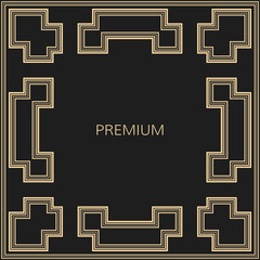 Vector geometric frame in Art Deco style. Square vector abstract element for design. Light golden vector frame. Premium vector frame in luxury style.