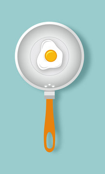 Frying pan with egg. Vector illustration