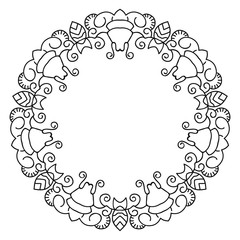 Round vintage frame isolated